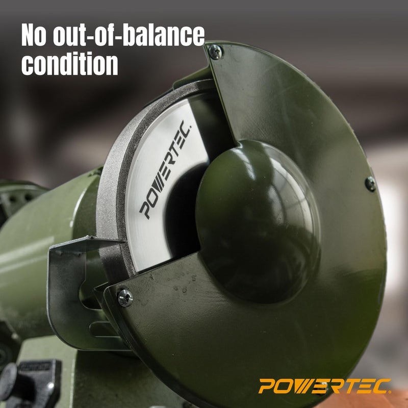 POWERTEC CBN Grinding Wheel 8 Inch 180 Grit, Bench Grinder Wheel for Sharpening HSS Tools, Lathe Tools & Chisel Set, 8" x 1" Wide, 5/8" Arbor Bench Grinder Wheels for Bench Grinder, 1 PK (15700) - Image 3